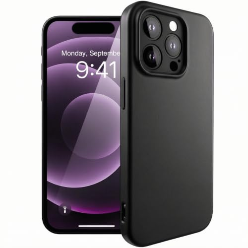 Etuano für iPhone 15 Pro Hülle Silikon – Dünne Schutzhülle & Handyhülle iPhone 15 Pro Case Slim, Stoßfest & Kratzfest, Slim Cover, Schwarz