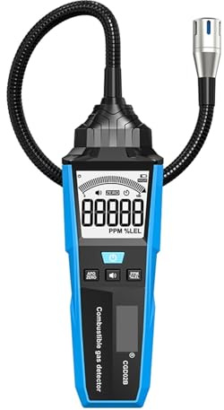 Détecteur de gaz Détecteur de Fuite gaz, analyseur, Charge USB, Triple Alarme, LEL, PPM, réfrigérant Inflammable, testeur Combustible Naturel pour Le Travail et la Maison(CGD02B)