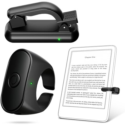 Upgraded Remote Control Page Turner Ring for Kindle Paperwhite Oasis Scribe Kobo eReaders, Case-Friendly Page Turner Clicker for iPad Tablets Reading Novels with Storage Hard Case (black)