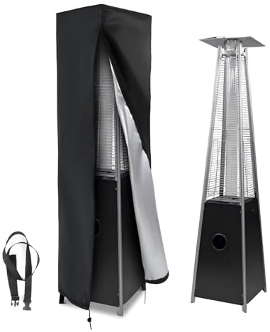 Hohong Patio Heater Cover Waterproof, 221×61×53cm Outdoor Heater Cover | 420D Heavy Duty Fabric Patio Heater Covers for Pyramid Stand Up Heaters, Tall Heater Cover with Zipper and Drawstring, Black