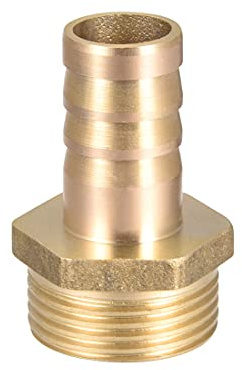 sourcing map Conector Manguera de Lengüeta Racor Manguera Púa de 16mm | de Latón, Adaptador Manguera Tubo, Rosca Macho G3/4