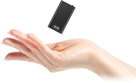 Mini Registratore Vocale H+Y con Attivazione Vocale, Memoria da 8GB, Ricaricabile USB e funzioni MP3, Ideale per Lezioni, Riunioni, Interviste, Fino a 96 ore
