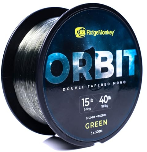 RidgeMonkey monofile Schlagschnur zum Karpfenangeln Orbit Double Tapered Mono, Durchmesser/Tragkraft:0.33-0.60mm / 6.8-18.1kg