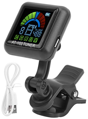 Guitar Clip-on Tuner,Portable Guitar Tuner USB Rechargeable Mini Clip on Tuner for chromatic Guitar Bass Ukulele Violin (black)