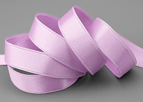 finemark 25 m x 15 mm Satinband Flieder Lavendel (710) doppelseitiges Schleifenband aus Satin ohne Draht weich und glänzend Geschenkband Deko Band Double face Dekoband Dekorieren Basteln