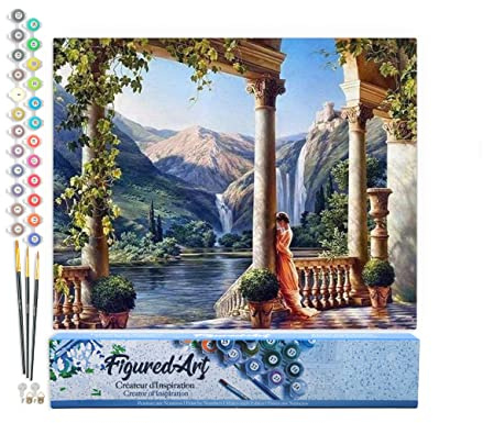 Figured'Art Pintar por Numeros Adultos La Antigua Diosa Griega - Manualidades pintura acrilica Kit Cuadro DIY completo - 40x50cm sin bastidor
