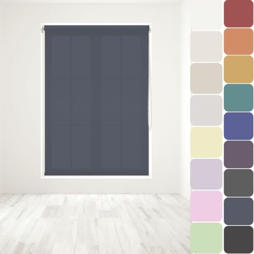 Straight Edge Dim-Out Roller Blind - Easy Fit Home Office - 60cm Width x 160cm Width Drop - Navy