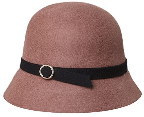DongBao Fedora Eleganter, klassischer Damenhut,1920er Cloche Mütze, 100% Wolle,Winterhut Kirche Hüte