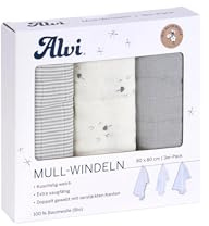 Alvi Mull-Windeln 3er Pack Faces - Beige | Spucktuch im 3er-Pack, saugfähig, 80 x 80 cm, nachhaltig, waschbar und mit liebevollen Motiven gestaltet