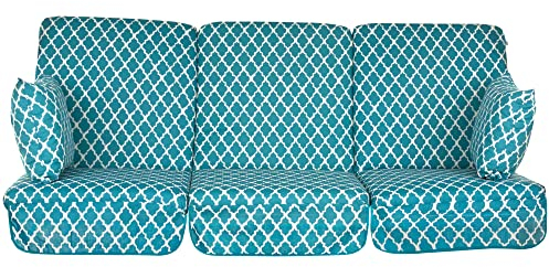 PATIO Hollywoodschaukel Auflage 180 cm Rimini/Venezia 3 Sitzauflagen mit Seitenkissen Volant Gartenbankauflage blau weiß