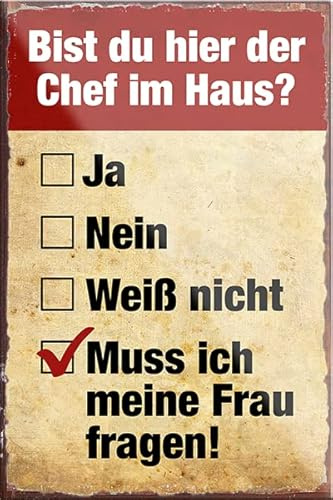 schilderkreis24 – Lustiger Spruch “Bist du der Chef Haus? Frau Fragen“ Magnet Deko Kühlschrankmagnet Humor witzige Geschenkidee Geburtstag Weihnachten Männer Frauen 9x6 cm