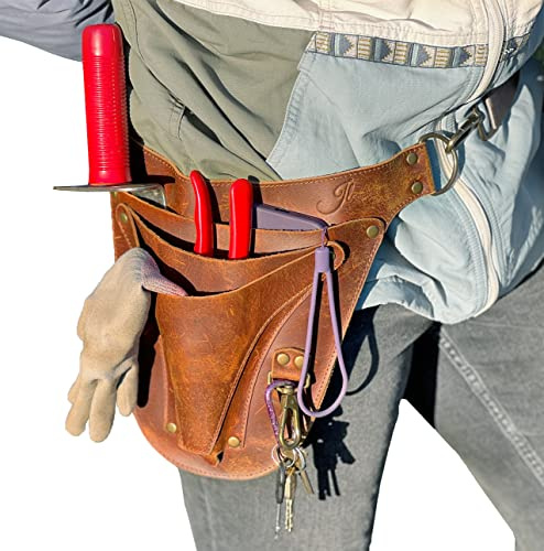 JL Gardenet Gartenwerkzeuggürtel, handgefertigtes Premium-Leder mit Taschen, Holster für Damen und Herren, Gärtner, Floristen, Elektriker, Tischler, Blumenbauer, Landschaftsgärtner, Bau
