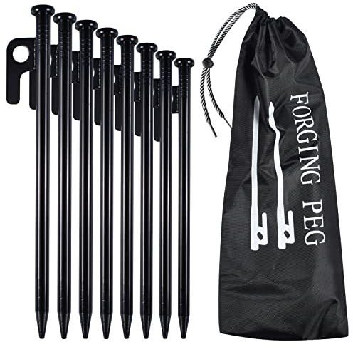 8Pcs Zeltheringe aus Stahl, Zeltheringe Heringe Camping, Metall Heringe Erdnägel für Zelt Vorzelt, Lange und robuste Erdnägel für Camping und Outdoor - ideal für normalen und harten Boden - 20cm
