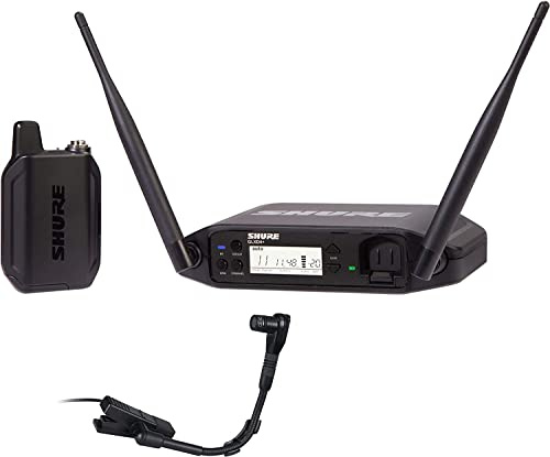 Shure GLXD14+/B98 - Sistema de micrófono inalámbrico digital Pro de doble banda para latón, viento de madera, percusión - Duración de la batería de 12 horas, alcance de 100 pies | Micrófono de