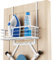 KES Over Door Ironing Board Holder with Metal Basket and Adjustable Hooks Fits 44MM Thickness Door, White Ironing Board Hanger Y-Leg & T-Leg, HIR501B-WH