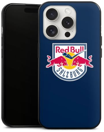 Slim Case extra dünn kompatibel mit Apple iPhone 15 Pro Silikon Handyhülle schwarz Hülle EC Red Bull Salzburg Offizielles Lizenzprodukt Eishockey