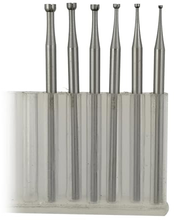 𝐋𝐮𝐨 𝐤𝐞 6 Pcs Open Mouth Cup Burr - 3/32'' Shank Jewelry Setting Cup Burs Wire Rounder Bits Lapidary Making Bits for Rotary Tools includes Dremel (008-023)