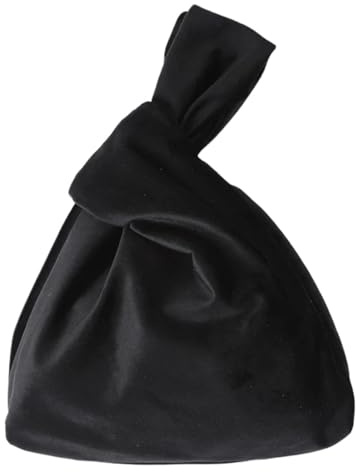 Knot Wrist Bag Women Handbag Totes Silk Satin Vintage Handbag All Match Tote Bags All Match Travel Bags Wrist Bag(Black)