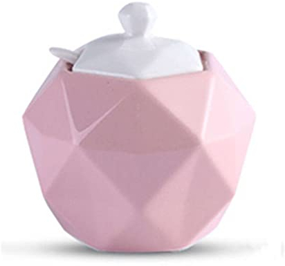 QXSJEDYCH Azucarero, bote de condimento, azucarero nórdico con tapa, tarro de almacenamiento colorido, salero de porcelana de color sólido, for cafetería, cocina, azul, individual (color: rosa, tamaño
