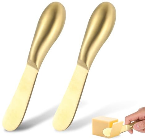 Dimeho 2 Pcs Butter Knife Little Cheese Spreader Knives Stainless Steel Spreader Knife Set Cocktail Knives for Condiments Cheese Charcuterie Board Jam Pastry making and Other Kitchen Daily