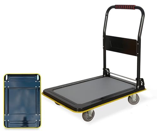 FFYUTING Carrelli a Mano Pieghevoli, carrelli a pianale Mobile Pieghevoli, carrelli di Servizio per Camion con Piastra, Carrello a Spinta con Piattaforma per Officina Domestica e Ufficio
