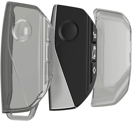 kwmobile Schlüsselhülle für BMW 4-Tasten X7 X1 U11 iX ix1 7er G07 I7 Autoschlüssel Hülle - Autoschlüssel Schlüssel Hülle aus TPU Silikon - Schlüsselschutz Gehäuse in Schwarz Transparent