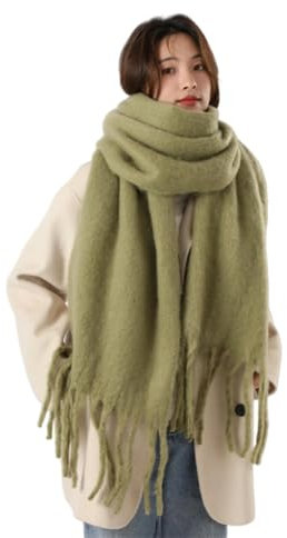 DSXH Kuschelige Warme Winter Schals、Langer Damen Schal mit -（grün）