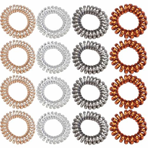 16 Pcs Spiral Hair Ties Set - Soft Plastic Coil Ponytail Holders for Women & Girls, Elastic Phone Cord Style Hairbands in 4 Colours - Gentle on Hair, Perfect for Everyday Use