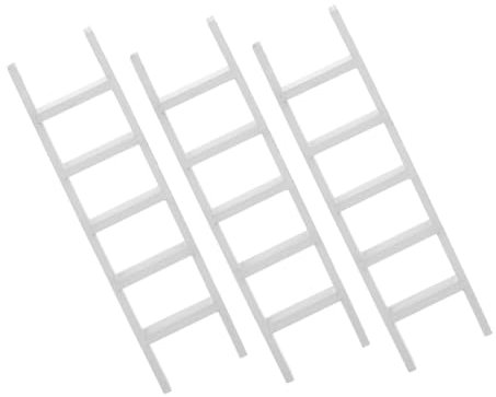 PHENOFICE 3pcs Miniature Wooden Ladder for Dollhouse Sturdy Craft Accessory Tiny Stairs for Mini House Decor Realistic Dollhouse Furniture Enhancement