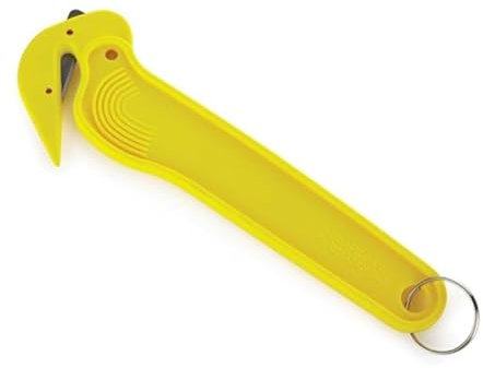 Set of 10 Yellow Hook Knife Film/Tape/Strapping Cutter (No Exposed Blade) Disposable Film Splitters, Box Cutter, Safety Knife