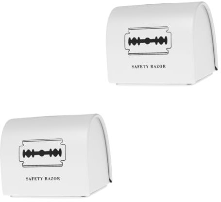 FOMIYES Caja De 2 Piezas Contenedor De Eliminación De Cuchillas De Barbería Banco De Cuchillas Maquinilla De Afeitar Facial Inoxidable Dispensador Cuchillas Afiladas Doble Hojalata