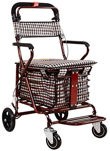 Gehwagen Klappbarer Rollator Gehhilfe mit Sitz Transportstuhl Feststellbremse Klappbar und verstellbar Einkaufswagen Trolley Standard Gehwagen