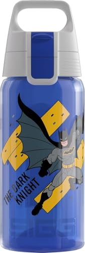 SIGG - Vattenflaska för barn – Viva One Disney – Batman – lämplig för kolsyrade drycker – läckagesäker – diskmaskinssäker – BPA-fri – sport och skola – Batman – 0,5 l