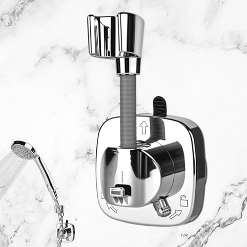 Rzspher 360° Drehbar Duschkopfhalterung mit Saugnapf, Duschkopf Halterung mit Silikon Adapter, 10 kg Tragfähigkeit für Dusche Handbrause Saugnapfhalter Ohne Bohren