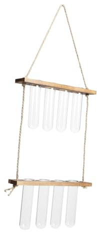 UKCOCO Vase Tube à Essai en Verre pour Culture Hydroponique, Jardinière Murale Suspendue, Décoration Murale Rétro, Verre Transparent, Ensemble, Support D’Espace, Ambiance Naturelle