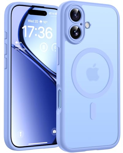 TOCOL Funda para iPhone 17, Protección Lente Cámara, Anillo Magnético Integrado, Compatible con Magsafe, Protección contra Caídas, Translúcida Mate Trasera, Azul Claro