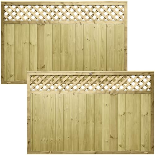 Decorative Urban Wooden Fence Panel, 6ft x 4ft (4 Pack) Heavy Duty Treated Timber | Contemporary-Style Fencing with Diamond Insert, Ideal for Any Garden Perimeter (Wide: 182cm x High: 120cm)