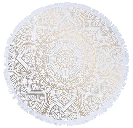 BESPORTBLE Rundes Strandtuch Mikrofaser Schnell Trocknend ÜBergrößE Picknickdecke Yogamatte Wandteppich Boho Outdoor 48.03In