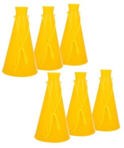 Cabilock 6 pièces Mégaphones Manuels pour Fête et Sport Trompette Bruit pour Événements Sportifs et Animations Couleur Jaune Accessoires Encouragement