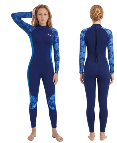 Yikayin Combinaison de Plongée pour Femme, 3/2mm Néoprène Combinaison de Plongée à Manches Longues pour Plongée, Surf, Plongée avec Tuba, Kayak, Sup