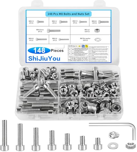 148 x M8 Stainless Steel Screws Set with Hex Wrench | Perfect for engineers, mechanics, DIYers, and anyone working on robust fastening applications.