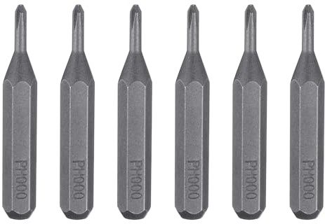 sourcing map Lot de 6 embouts de tournevis cruciformes PH000 avec tige hexagonale de 28 mm de longueur en acier S2 magnétique pour réparation de précision électrique