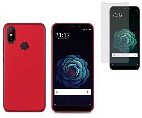 TD24H Funda TPU Roja para Xiaomi MI A2 (5.99) + Protector Pantalla 9H