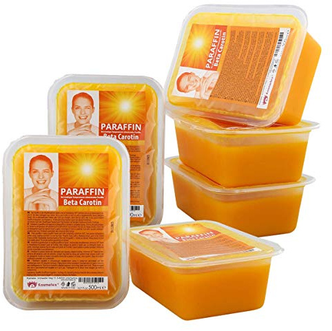 Kosmetex Paraffin-wachs Beta Carotin, Paraffinbad Wachs mit niedrigeren Schmelzpunkt, 6x 500ml