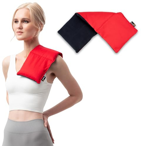 Zhu-Zhu Soothing Heat Pack - Navy Fleece & Red Twill Microwave Wheat Bag - Microwavable Soothing Heat Therapy Pad