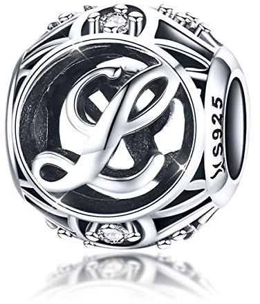Lettre L charme de l'alphabet en argent sterling 925 perle compatible avec Pandora bracelets européens