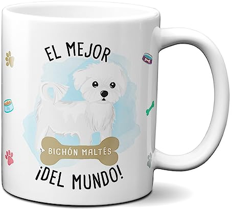Taza el mejor bichón maltes del mundo regalo original taza perro ceramica 330 mL