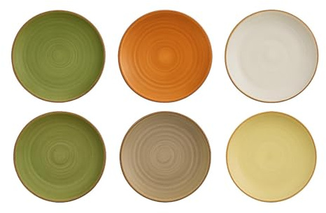 Herbst & winter 6er-Set schöne Speiseteller Ø27 cm Keramik Teller Platzteller Salatteller Vorspeisenteller Pizzateller Keramikteller Pastateller Servierteller Servierplatte