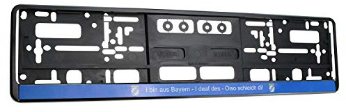 Bavariashop Kennzeichenhalter I Bin aus Bayern, Nummernschildhalter mit Spruch in bayerischer Mundart