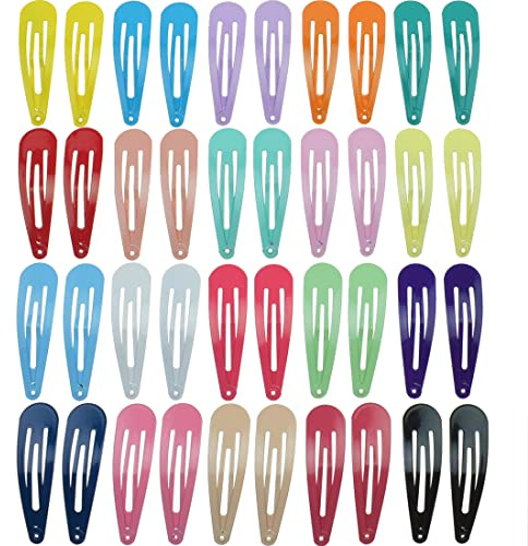 40 Pcs Metal Snap Hair Clips Candy Color 2 Inch Non Slip Kids Barrettes Girls' Hair Accessories